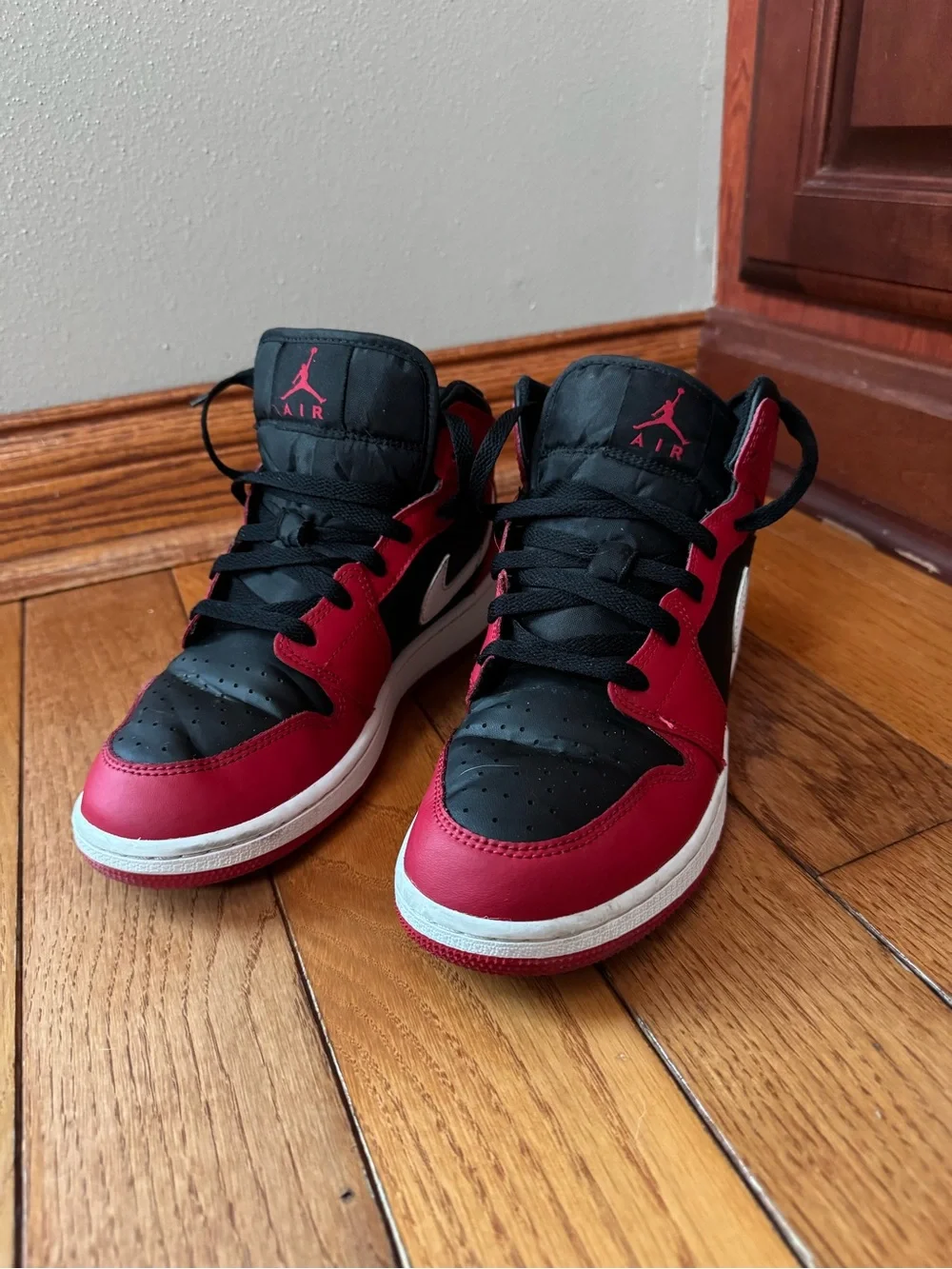 Nike Air Jordan Kids Red & Black Mid-Top Sneakers